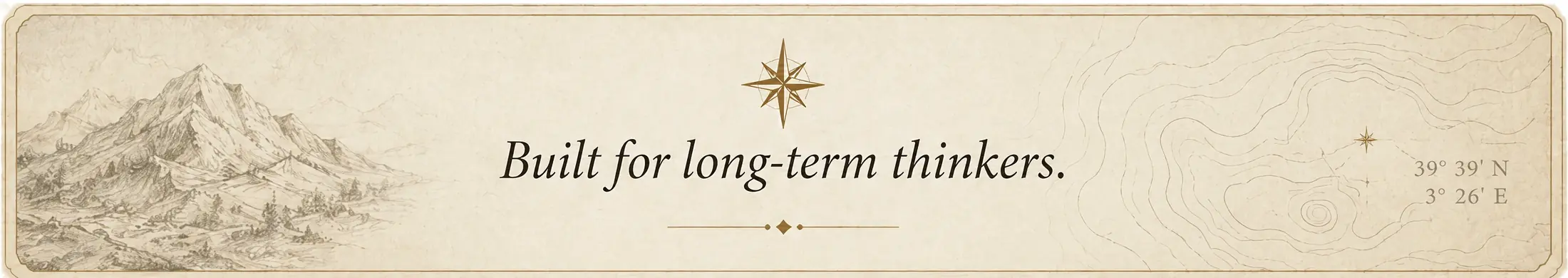 Built for long-term thinkers banner with atlas illustration